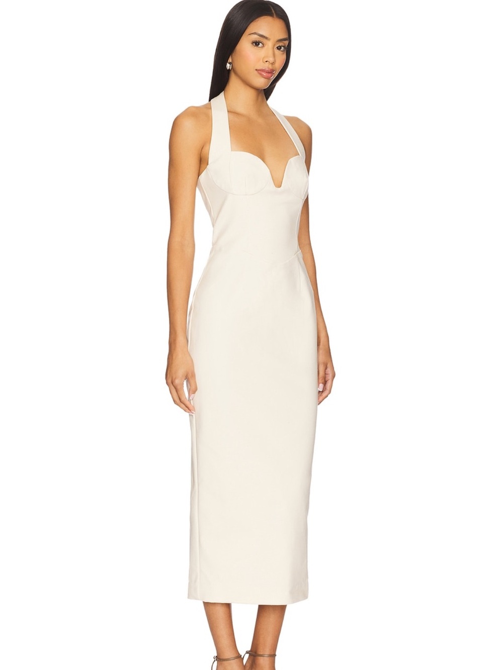 Camila Coelho White Halter Midi Dress